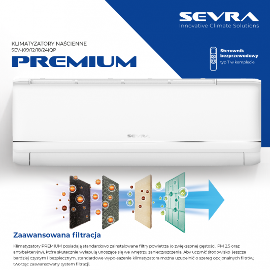 Ciesz się czystym powietrzem w domu z klimatyzatorami ściennymi Sevra Premium!