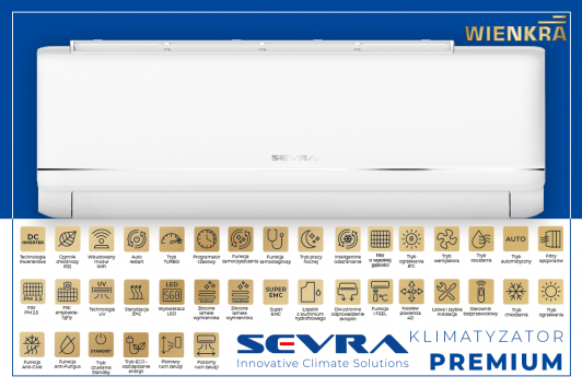 Klimatyzator Sevra Premium to uosobienie minimalistycznej i ponadczasowej stylistyki.
